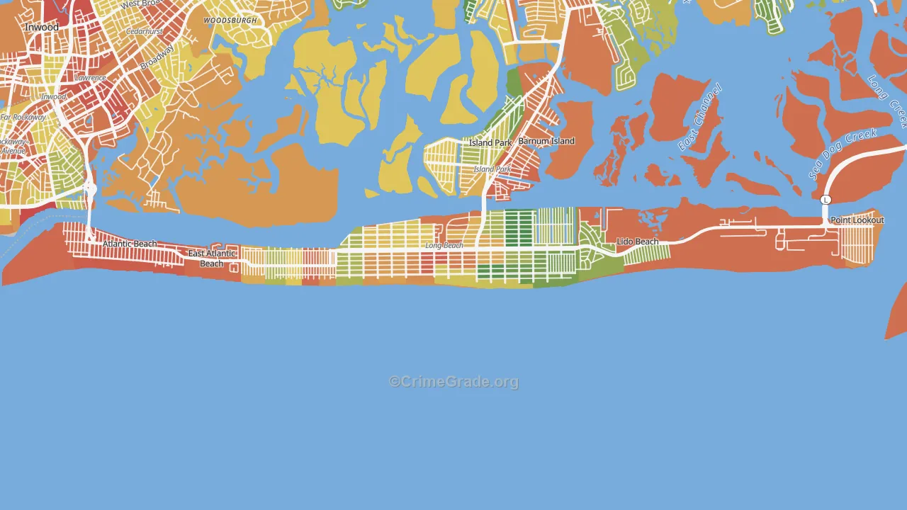Long Beach, NY Map of Robbery Rates