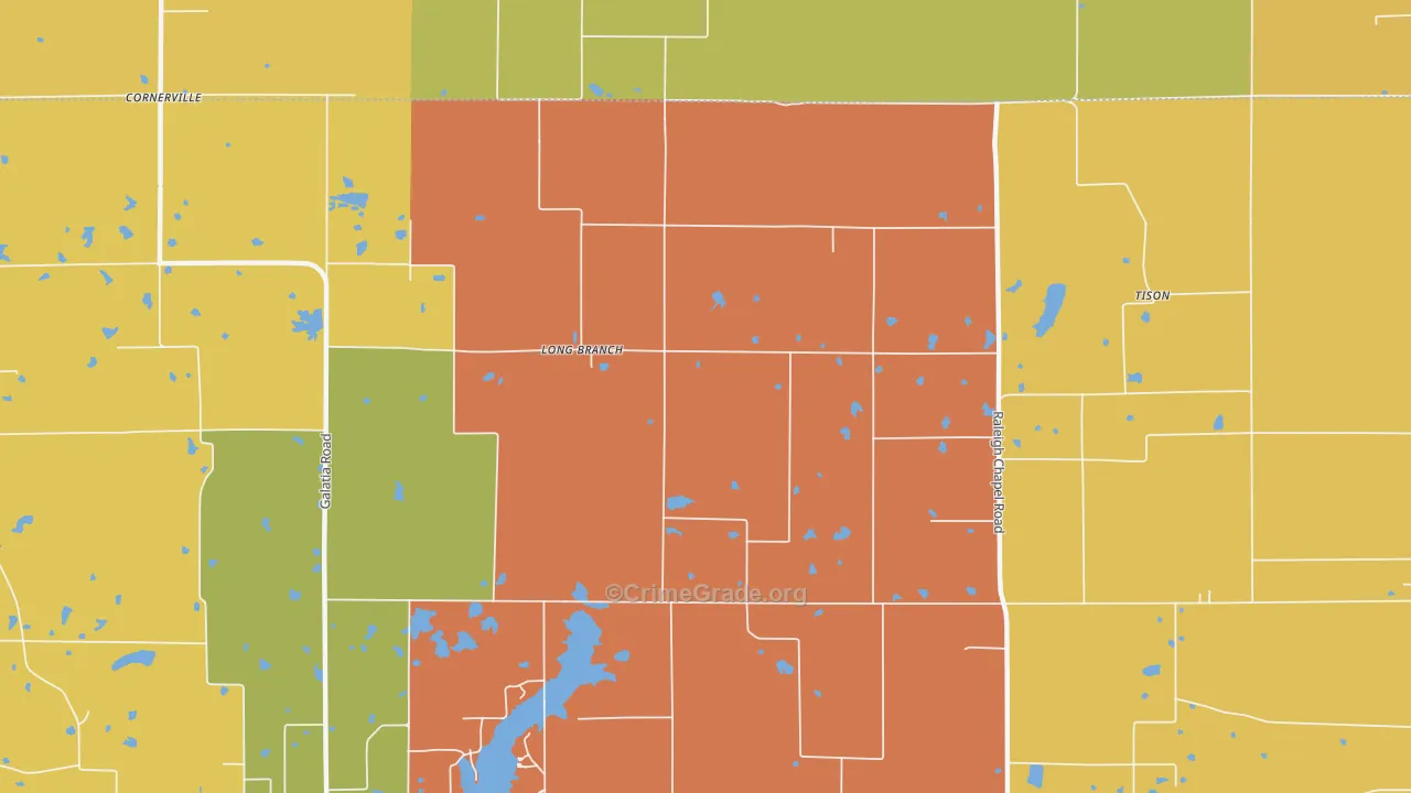 Long Branch, IL Map of Robbery Rates