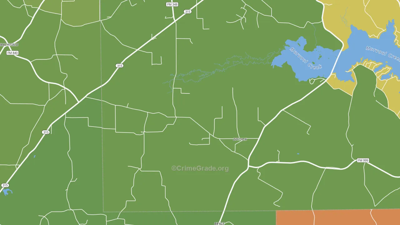 Long Branch, TX Map of Robbery Rates