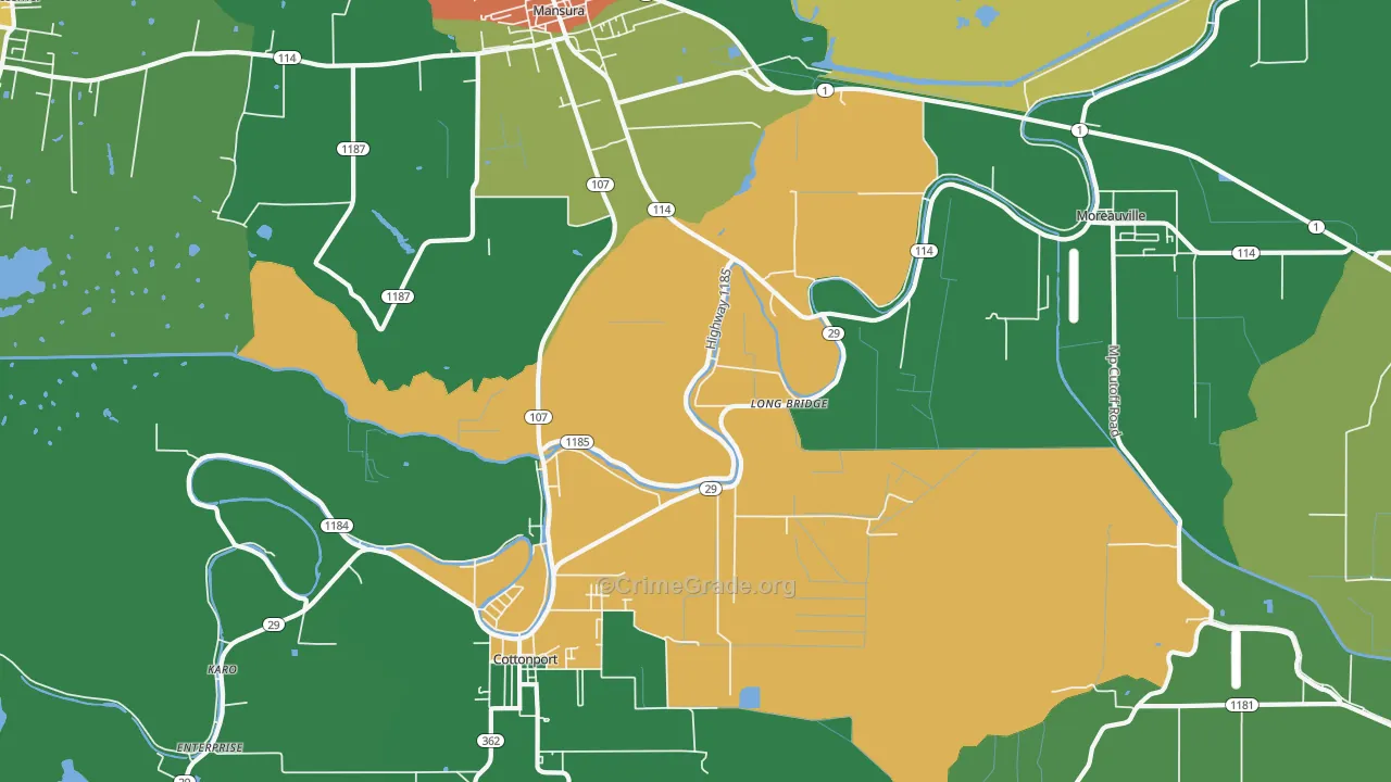 Long Bridge, LA Map of Robbery Rates