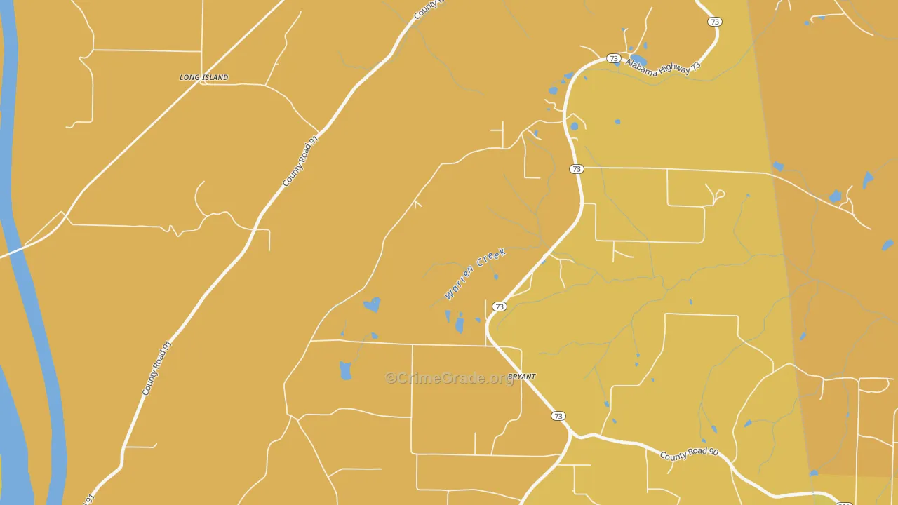 Long Island, AL Map of Robbery Rates