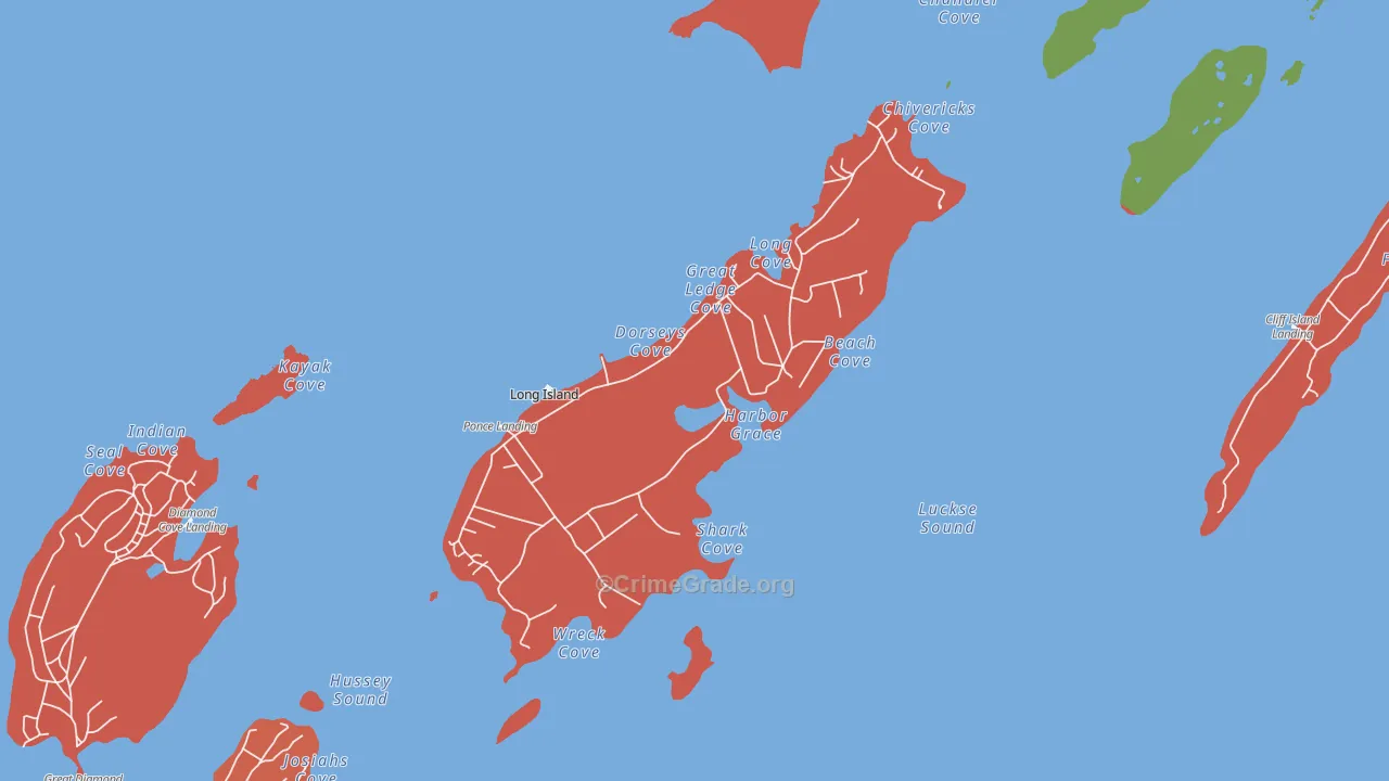 Long Island, ME Map of Robbery Rates