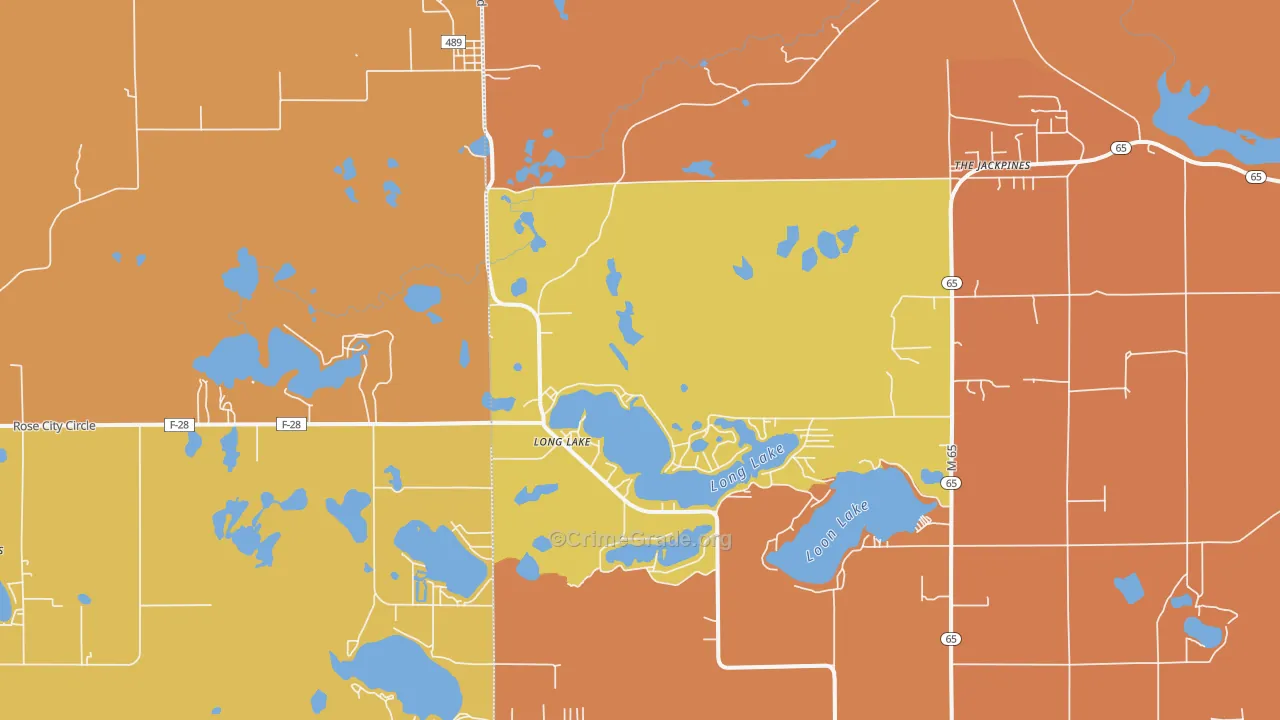 Long Lake, MI Map of Robbery Rates