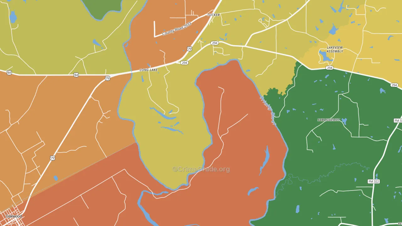 Long Lake, TX Map of Robbery Rates