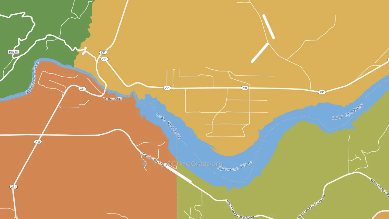 Long Lake, WA Map of Robbery Rates