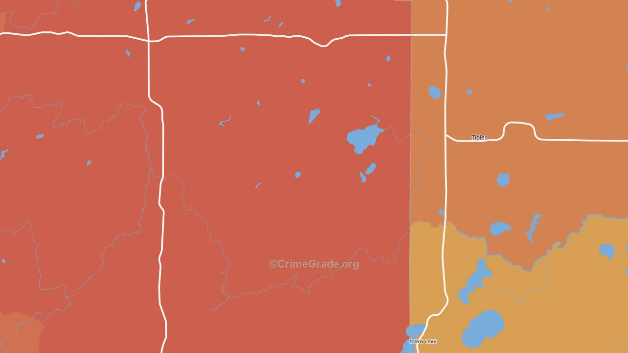 Long Lake, WI Map of Robbery Rates
