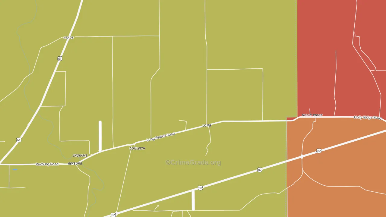 Long, MS Map of Robbery Rates
