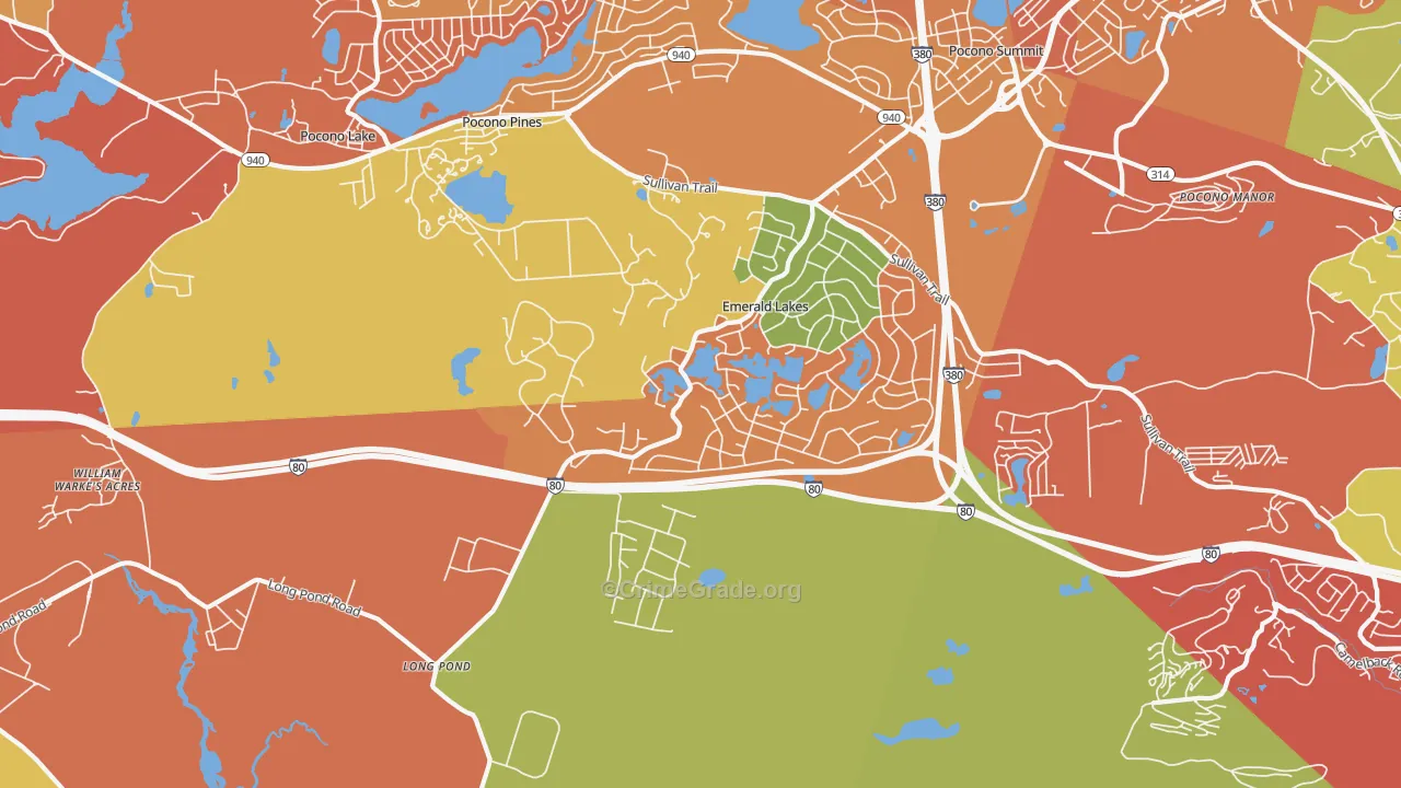 Long Pond, PA Map of Robbery Rates