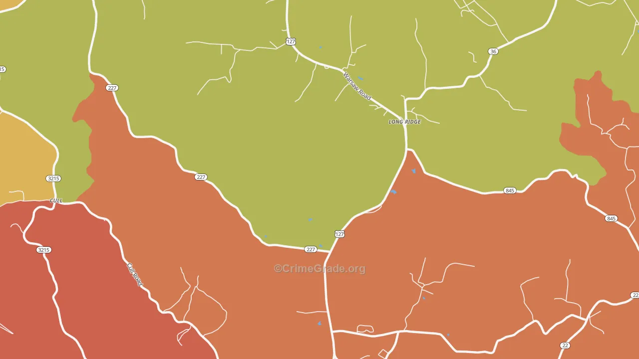 Long Ridge, KY Map of Robbery Rates