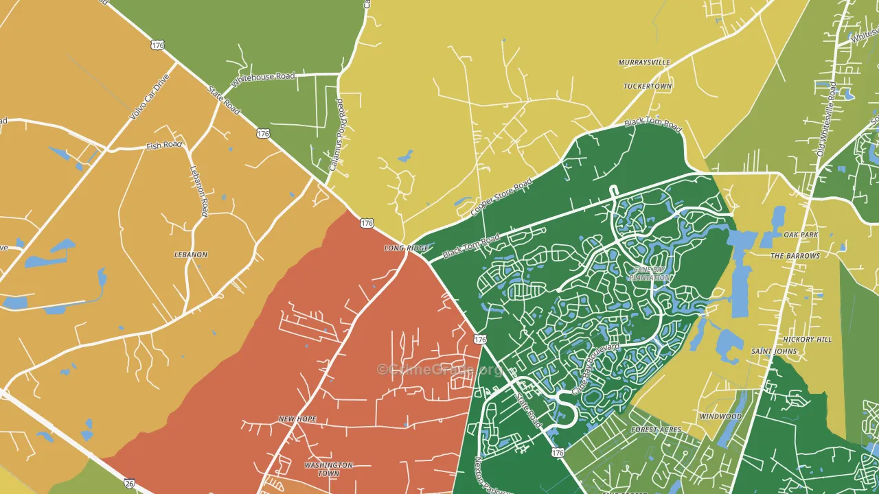 Long Ridge, SC Map of Robbery Rates