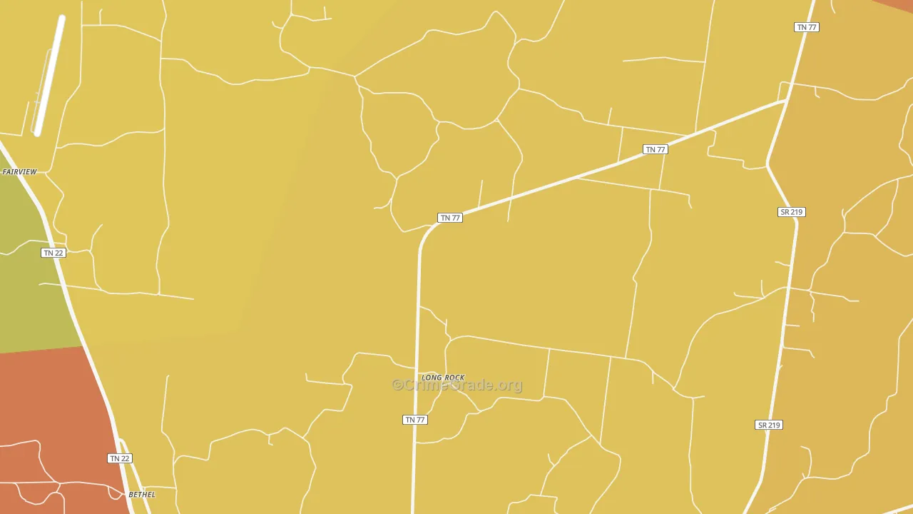 Long Rock, TN Map of Robbery Rates