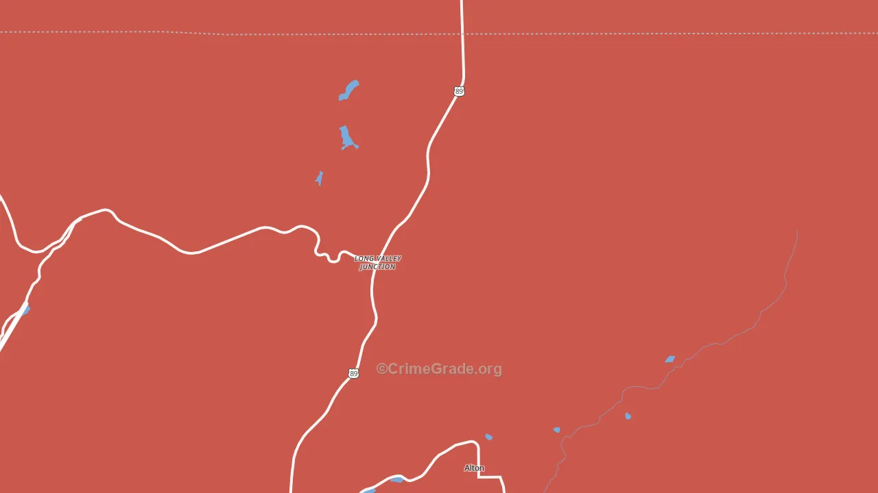 Long Valley Junction, UT Map of Robbery Rates