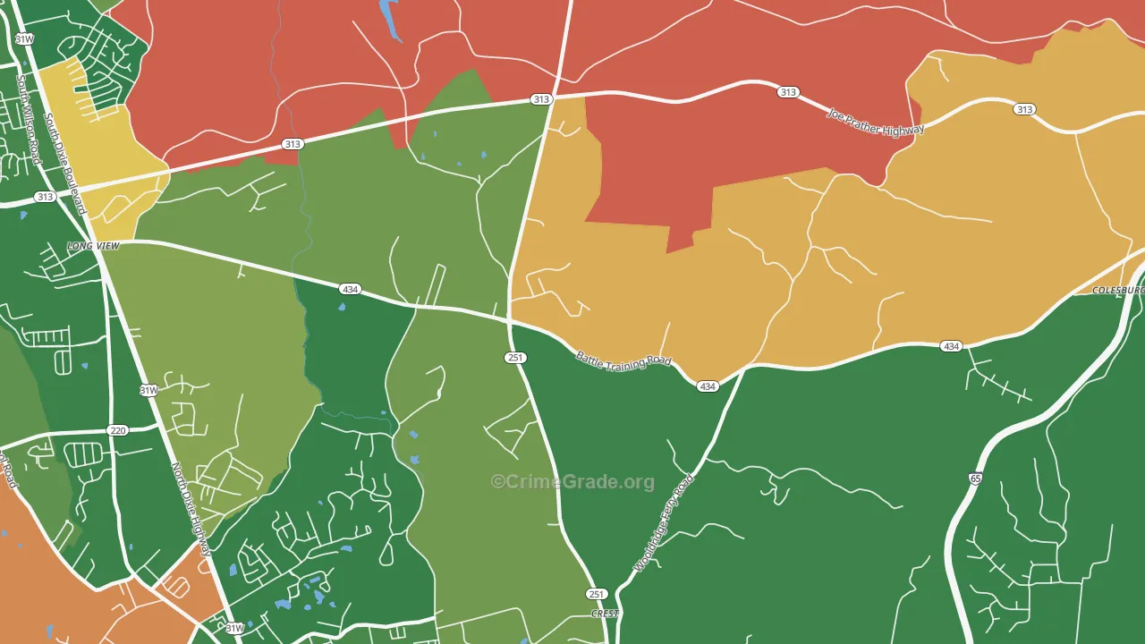 Long View, KY Map of Robbery Rates