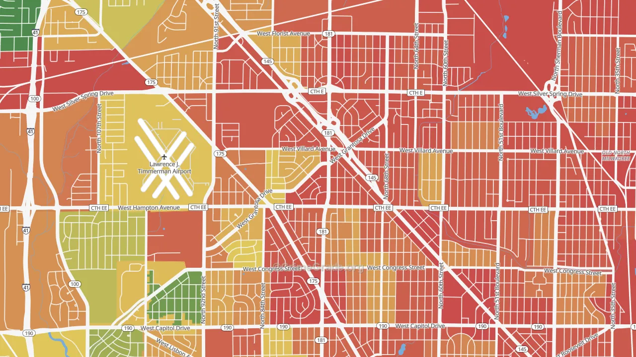 Long View, Milwaukee, WI Map of Robbery Rates