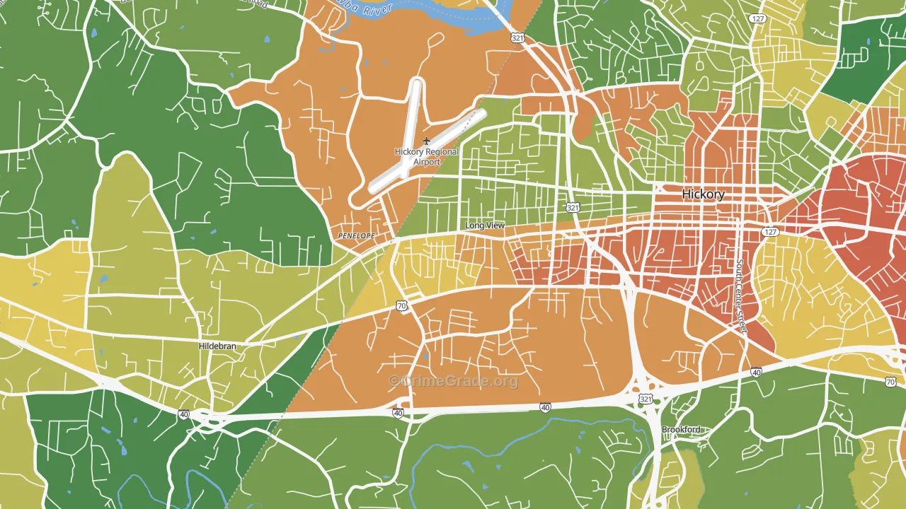 Long View, NC Map of Robbery Rates