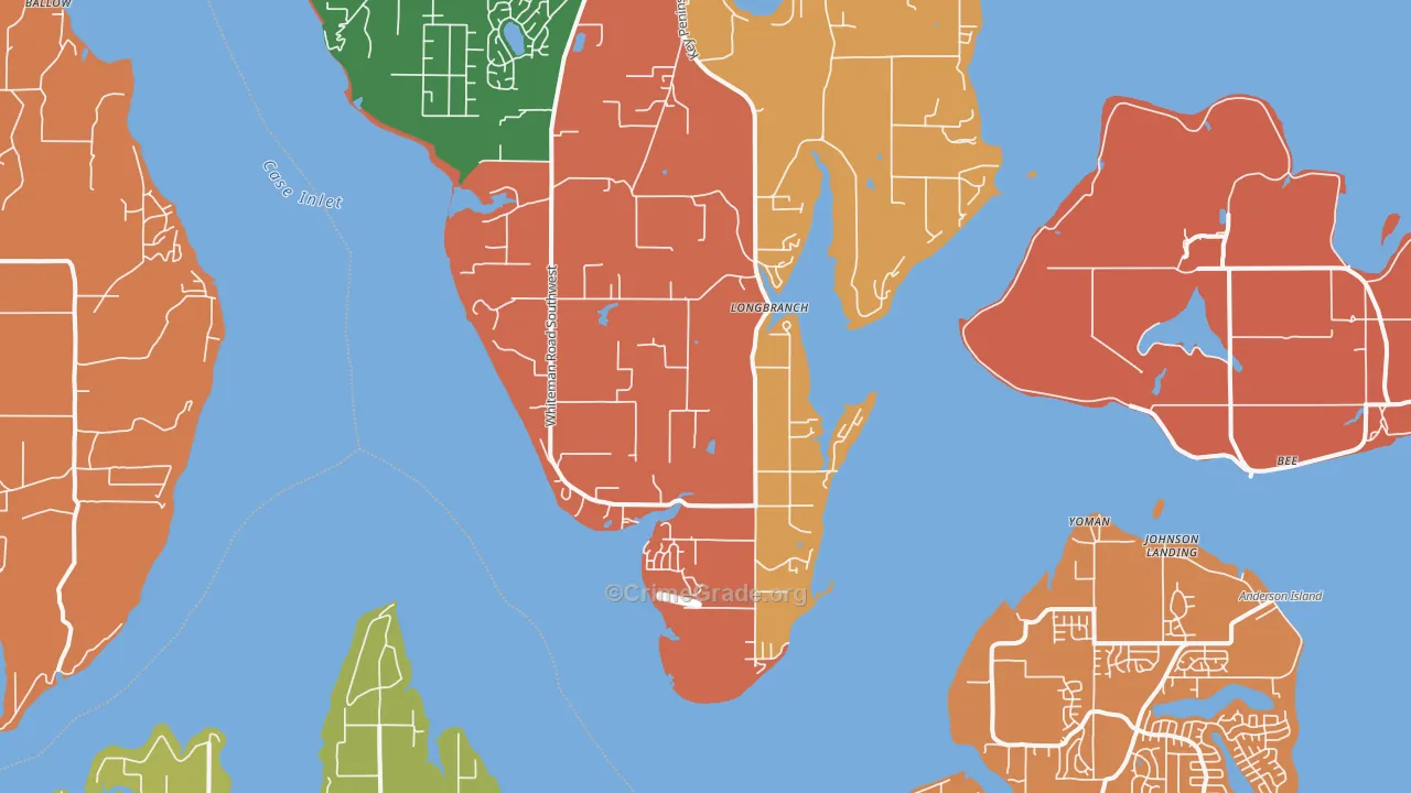 Longbranch, WA Map of Robbery Rates