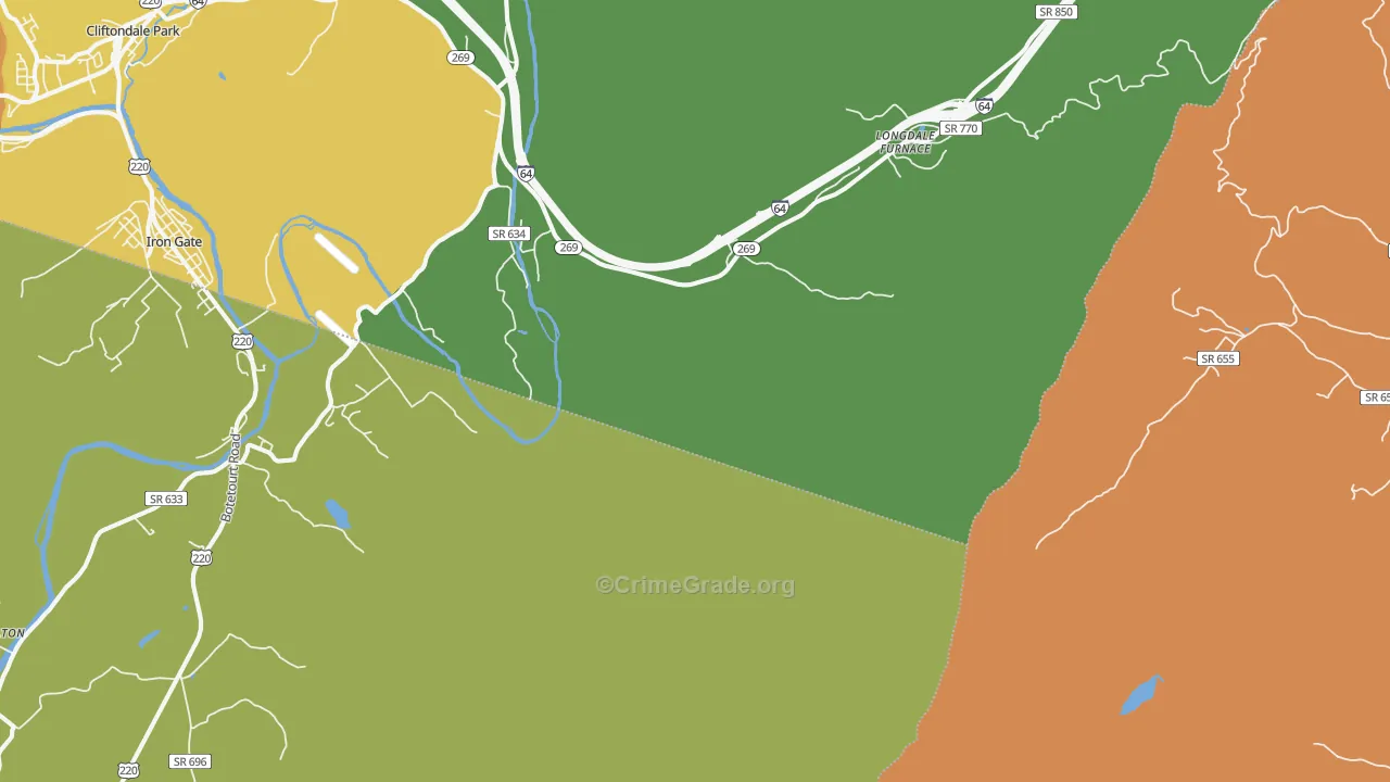 Longdale Furnace, VA Map of Robbery Rates