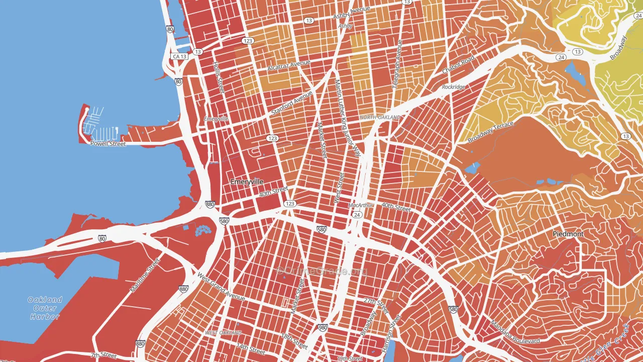 Longfellow, Emeryville, CA Map of Robbery Rates