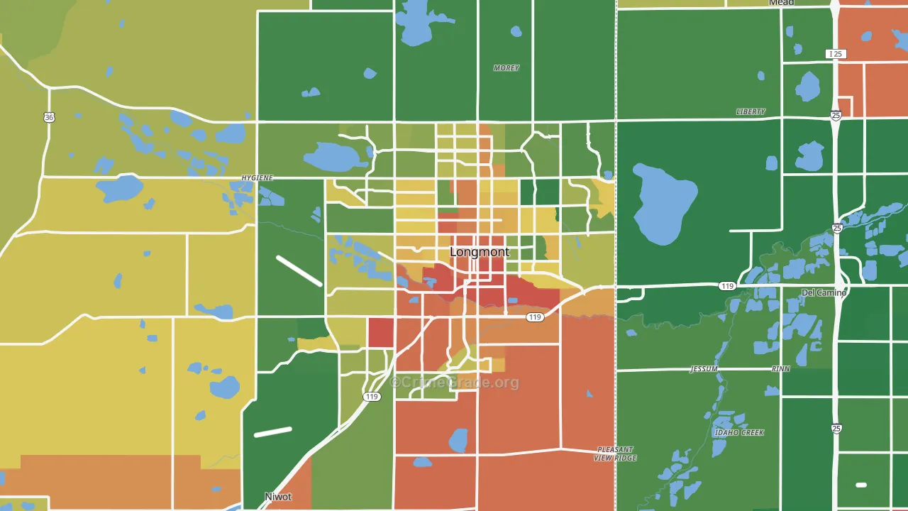 Longmont, CO Map of Robbery Rates