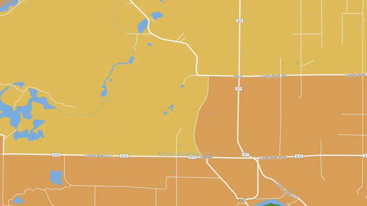 Longrie, MI Map of Robbery Rates