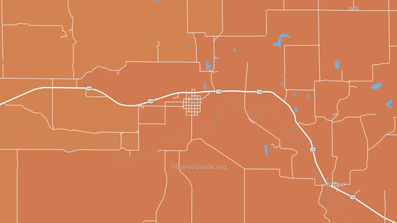 Longton, KS Map of Robbery Rates