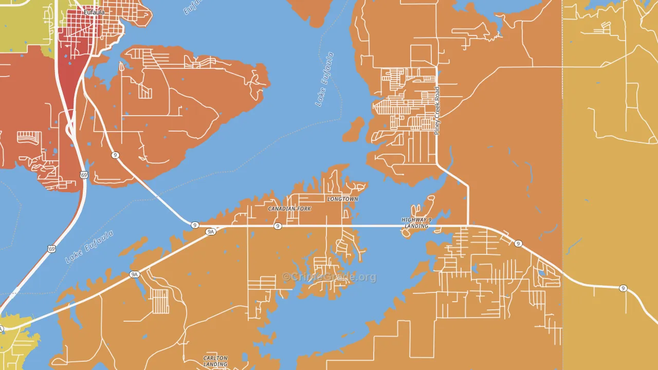 Longtown, OK Map of Robbery Rates