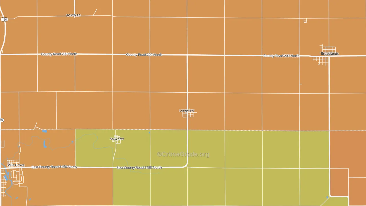 Longview, IL Map of Robbery Rates