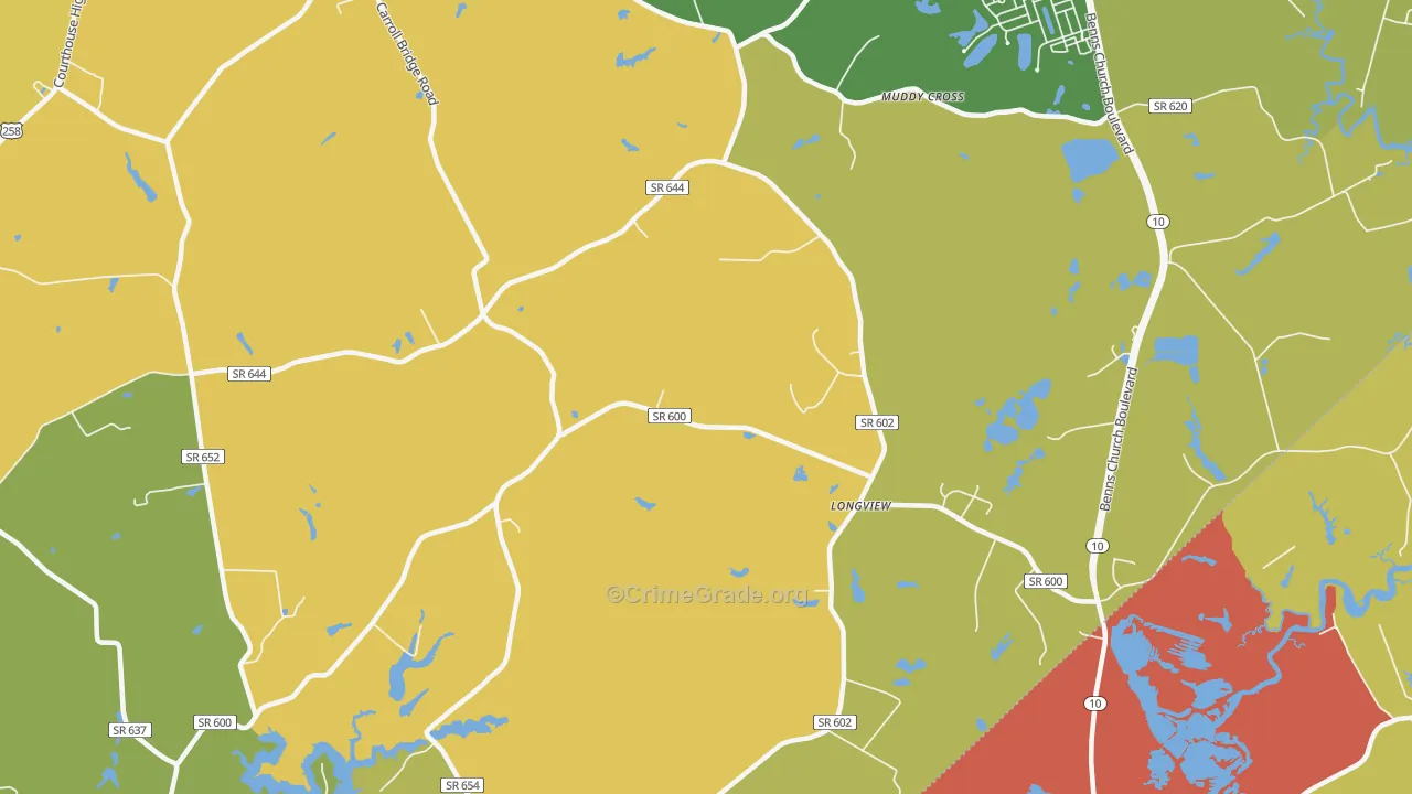 Longview, VA Map of Robbery Rates