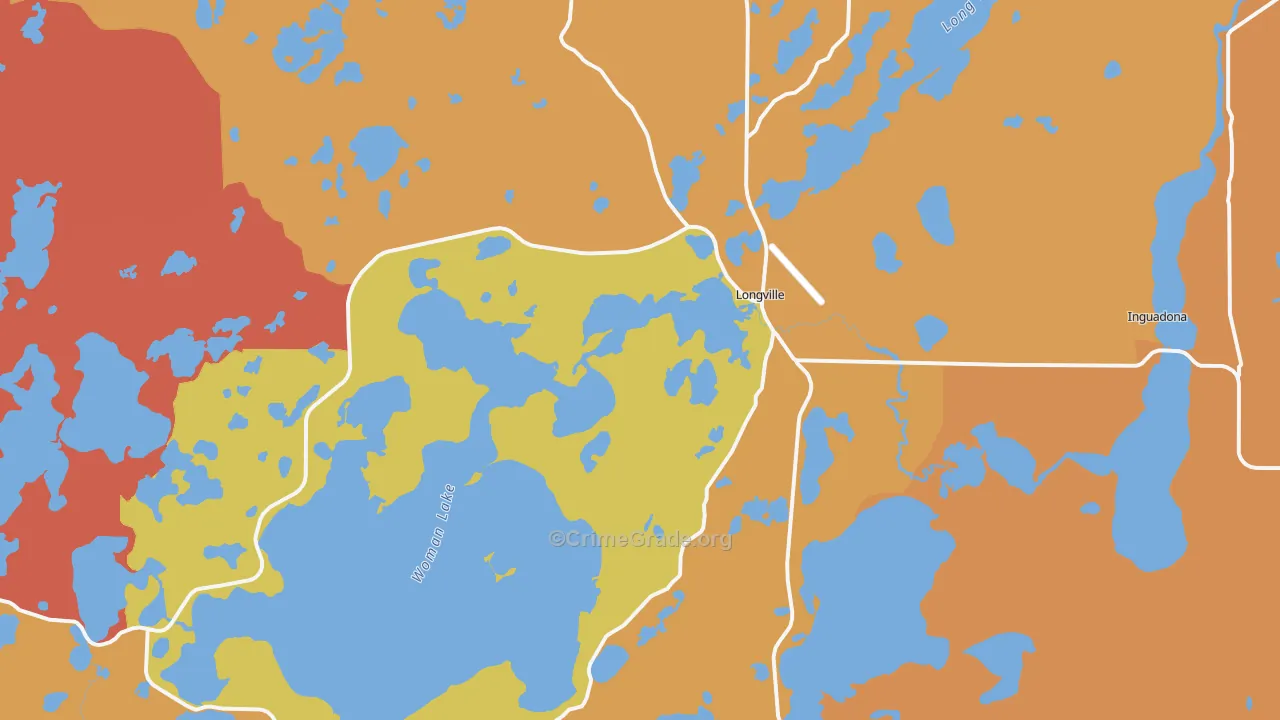 Longville, MN Map of Robbery Rates