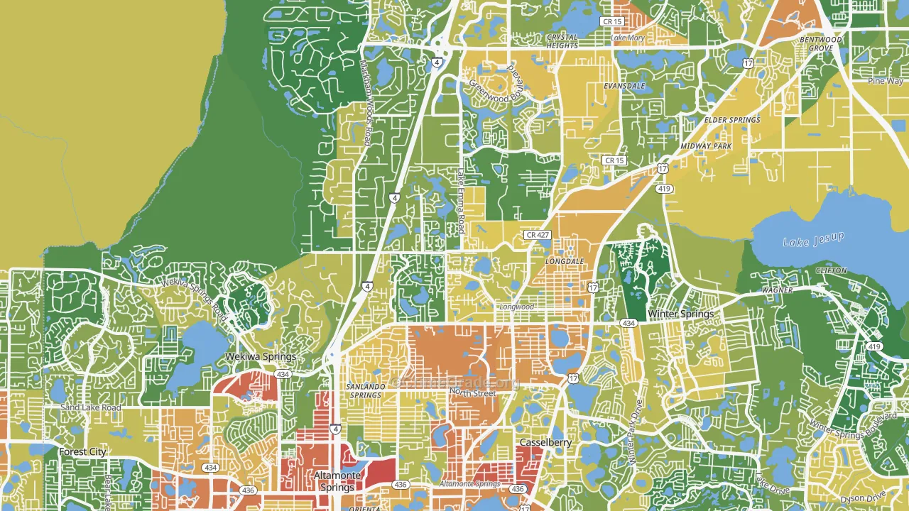 Longwood, FL Map of Robbery Rates
