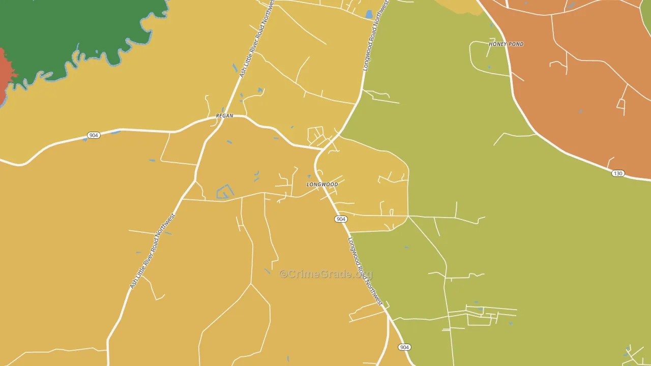 Longwood, NC Map of Robbery Rates