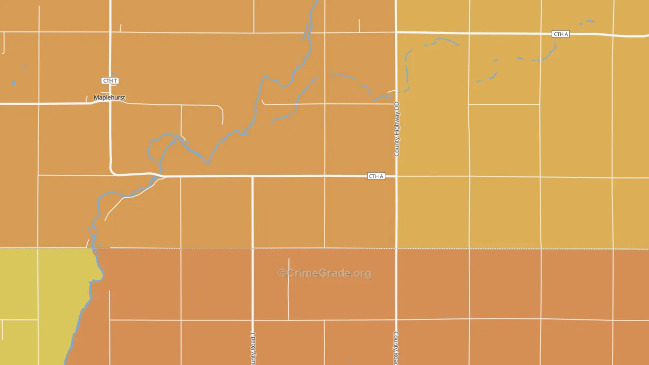 Longwood, WI Map of Robbery Rates