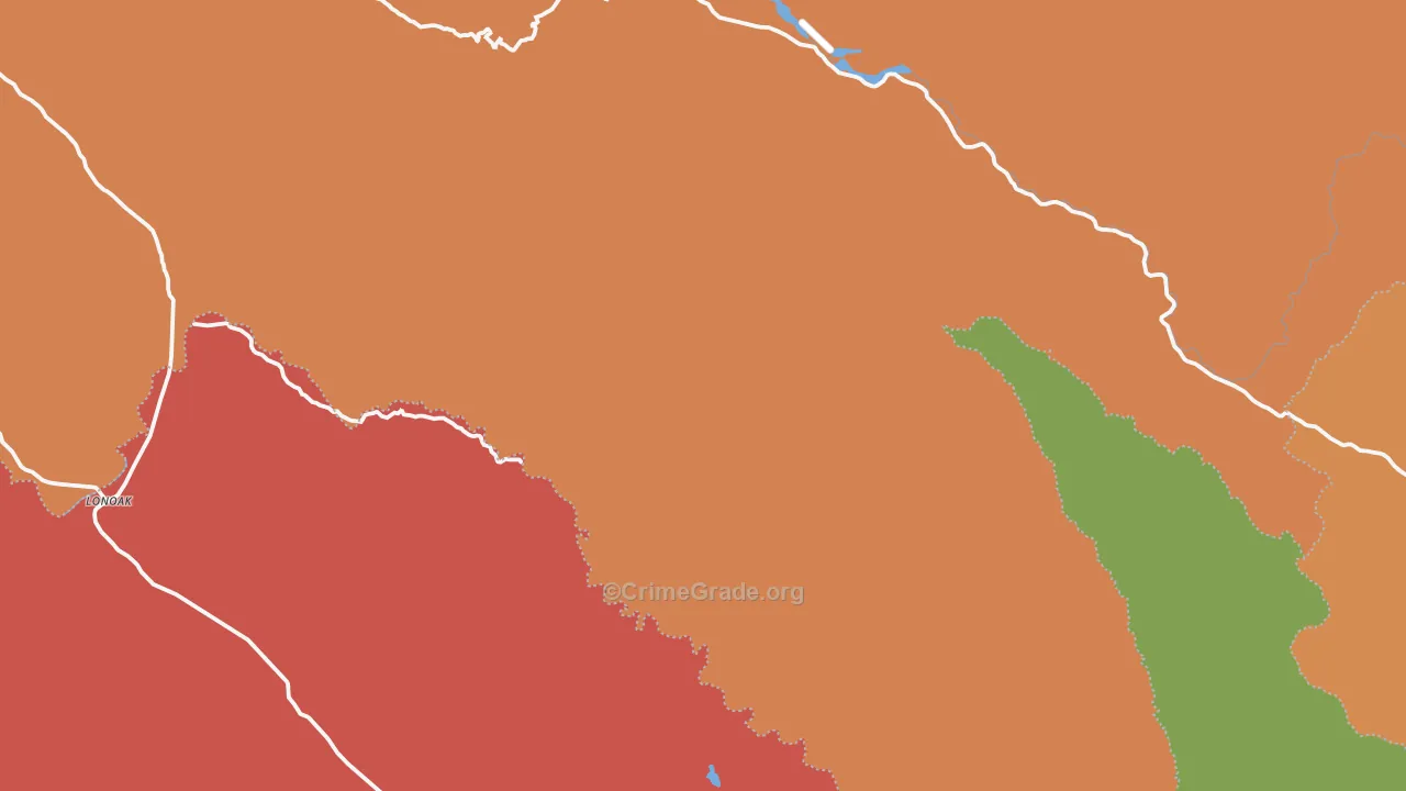 Lonoak, CA Map of Robbery Rates