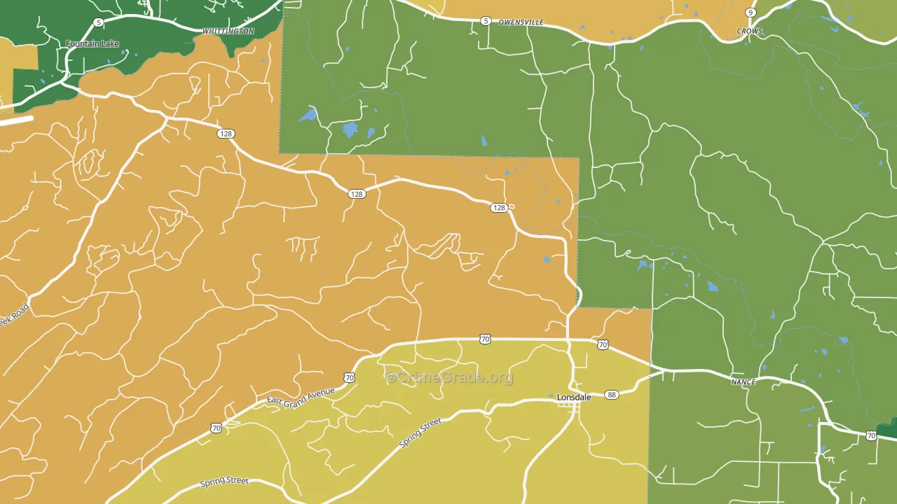 Lonsdale, AR Map of Robbery Rates
