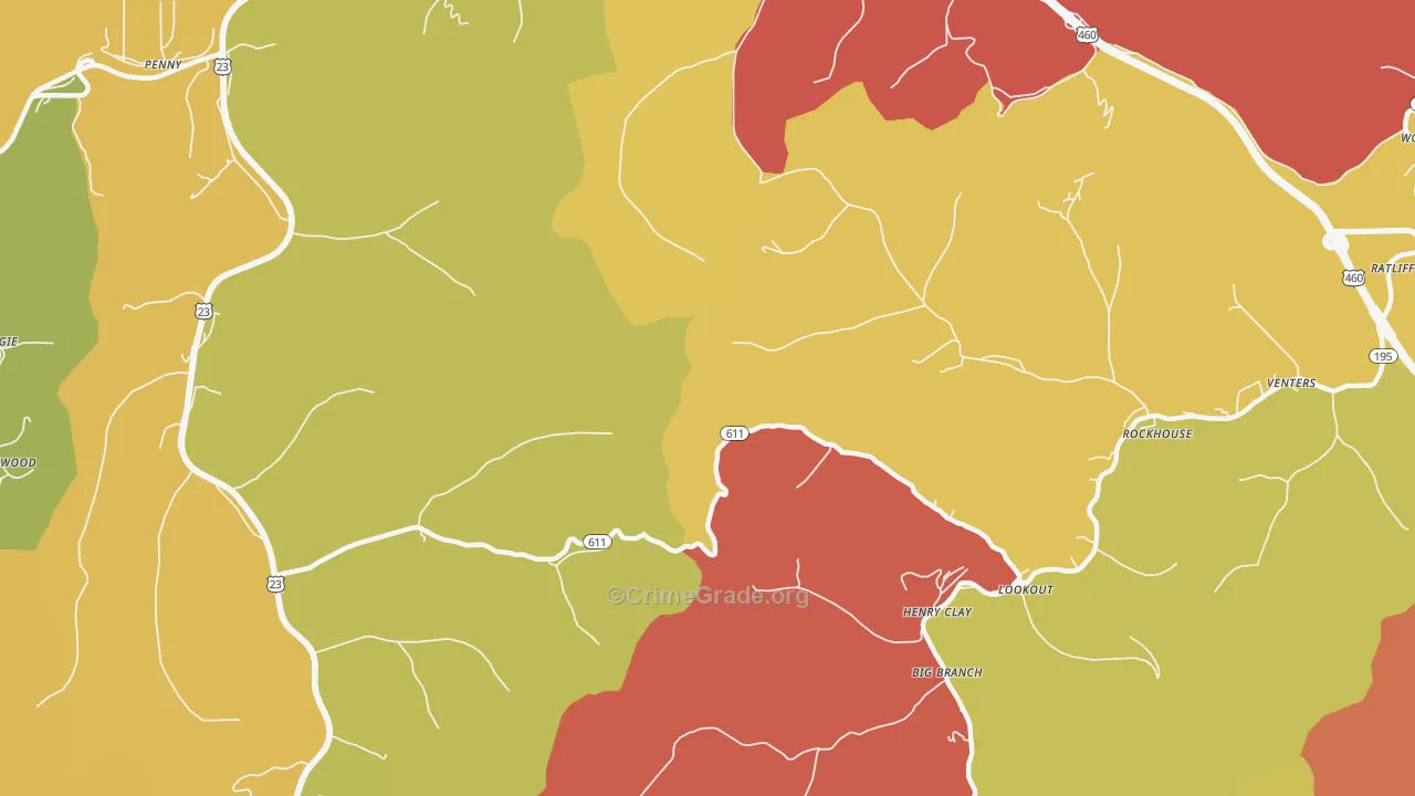 Lookout, KY Map of Robbery Rates