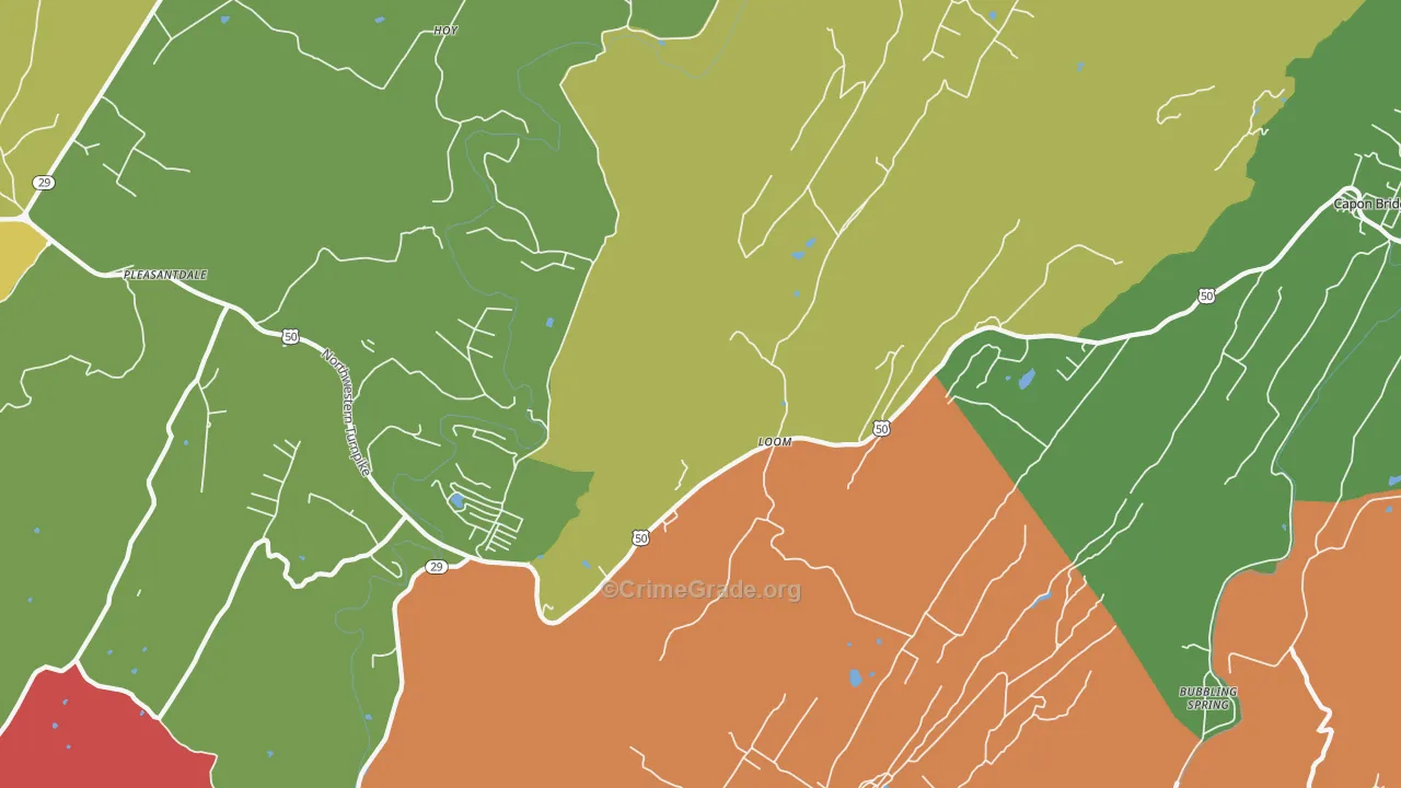 Loom, WV Map of Robbery Rates