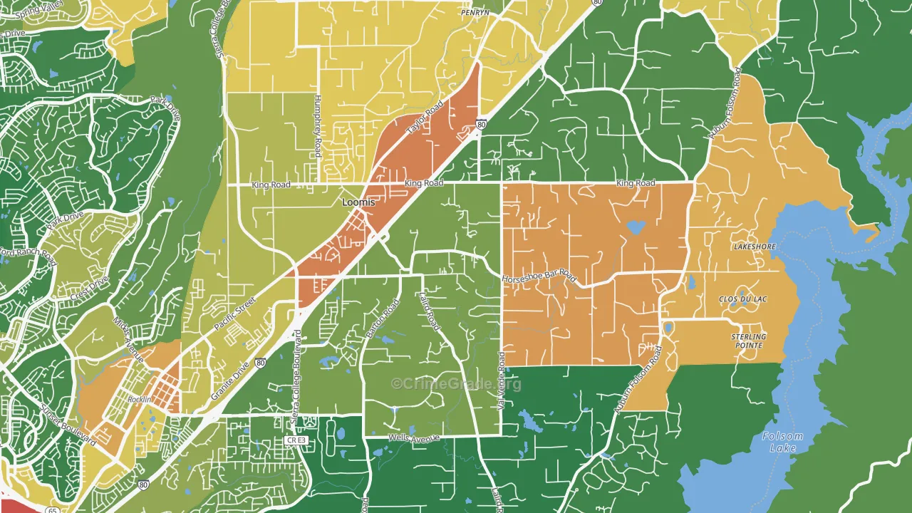 Loomis, CA Map of Robbery Rates