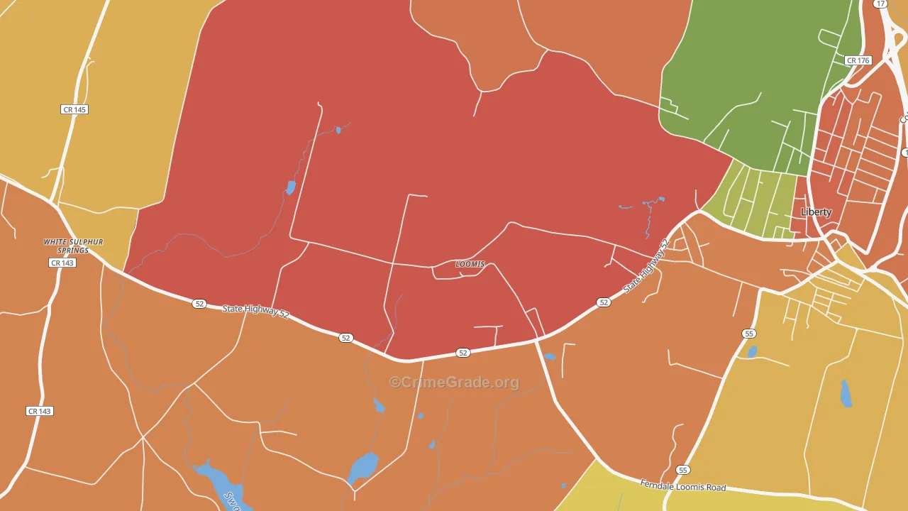Loomis, NY Map of Robbery Rates