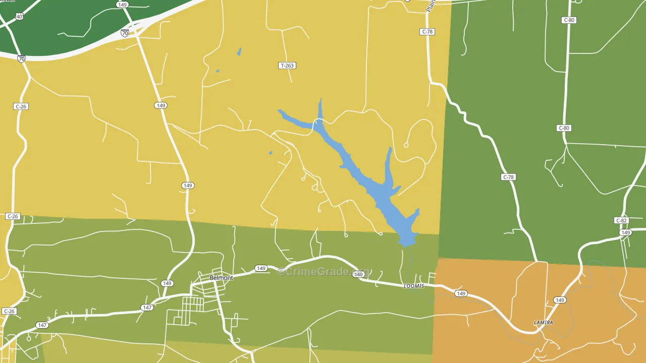 Loomis, OH Map of Robbery Rates