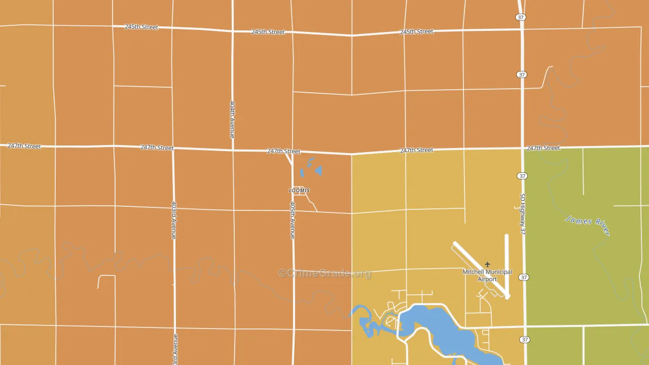 Loomis, SD Map of Robbery Rates