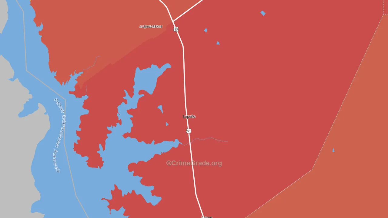 Lopeno, TX Map of Robbery Rates
