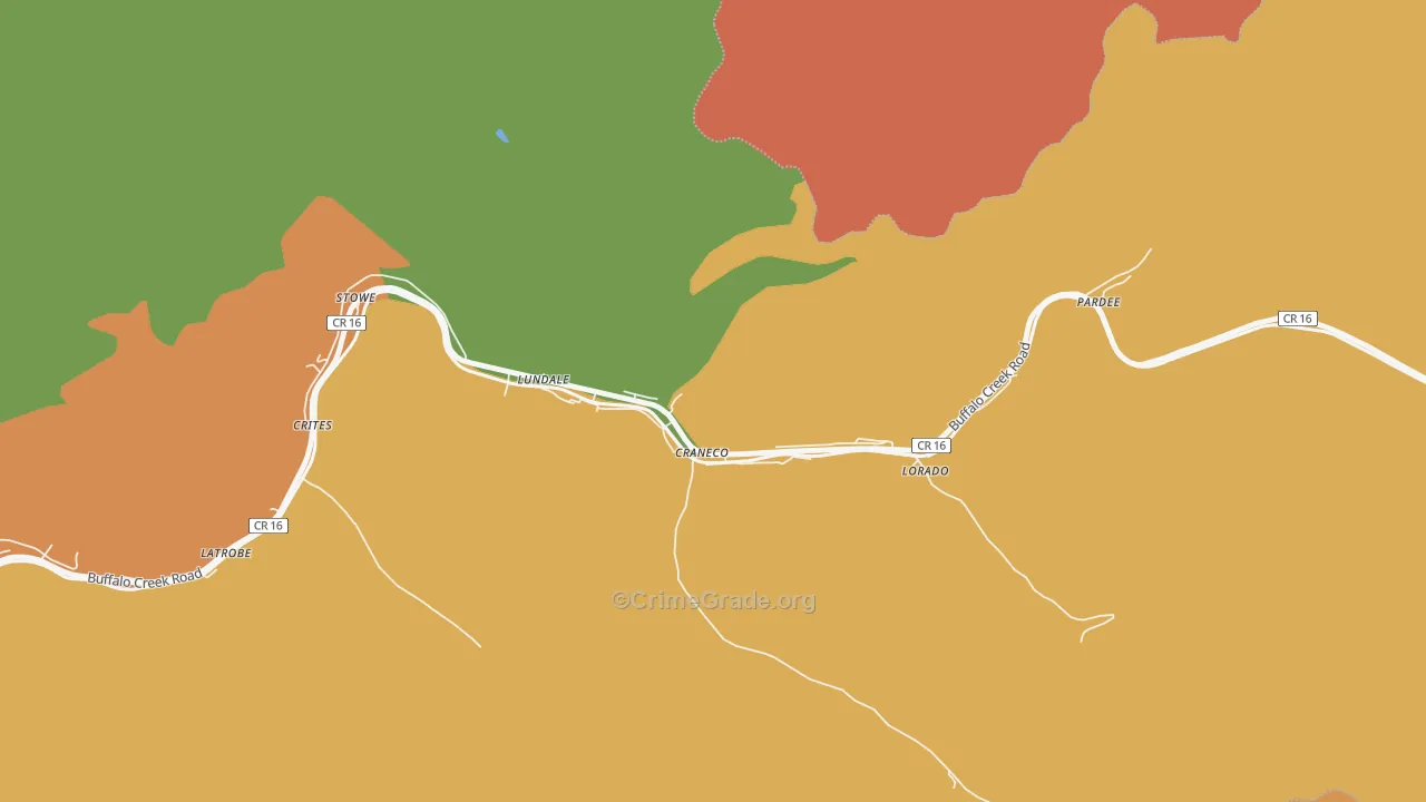 Lorado, WV Map of Robbery Rates