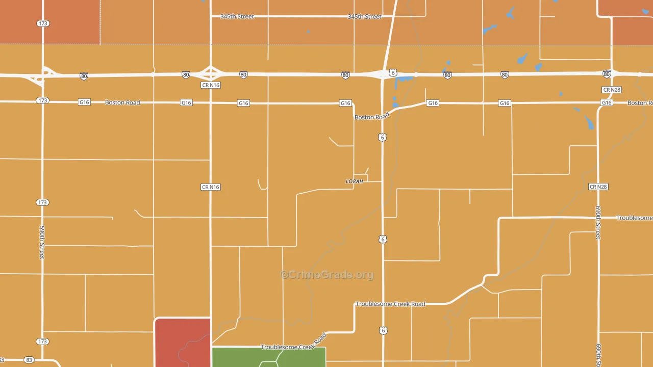Lorah, IA Map of Robbery Rates
