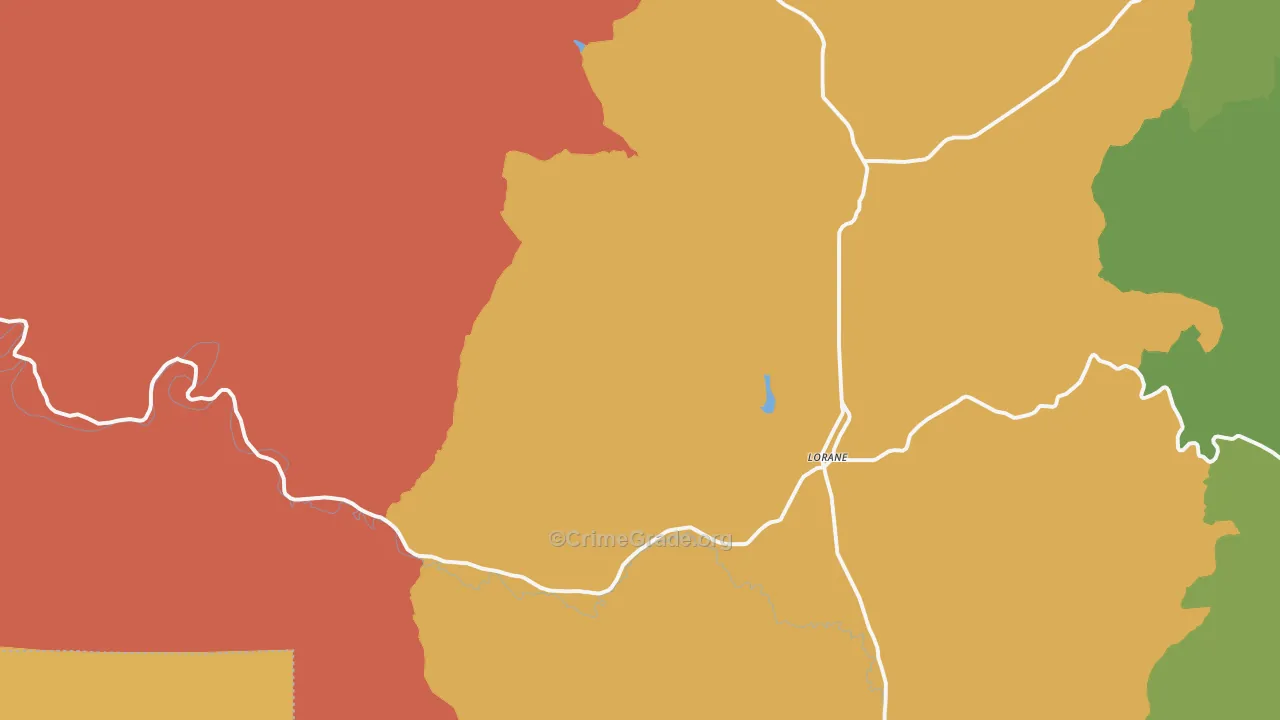 Lorane, OR Map of Robbery Rates