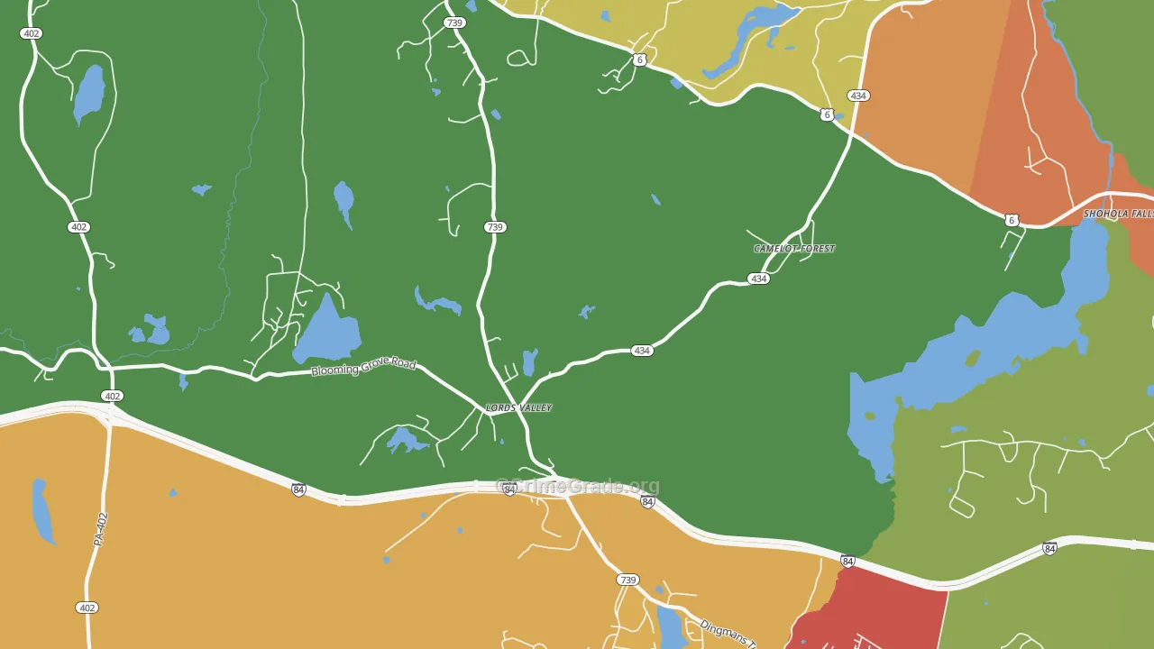 Lords Valley, PA Map of Robbery Rates