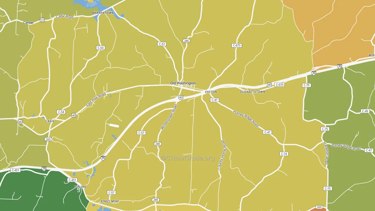 Lore City, OH Map of Robbery Rates