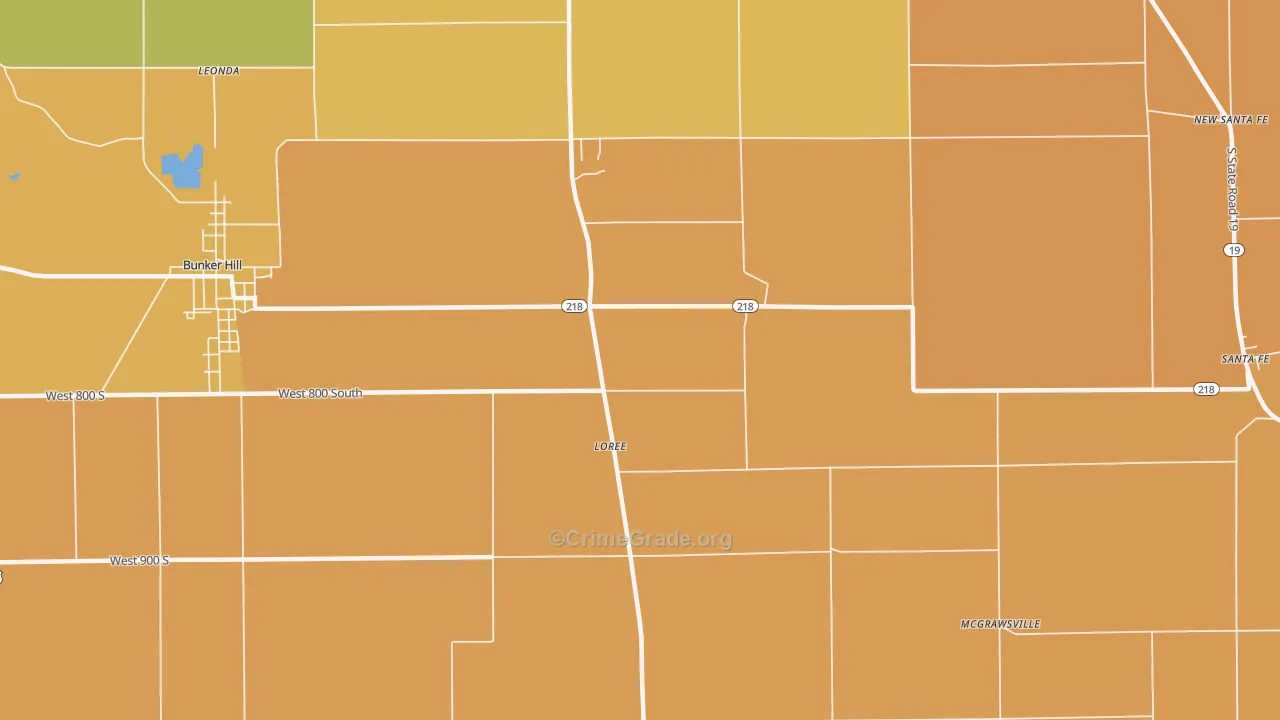 Loree, IN Map of Robbery Rates