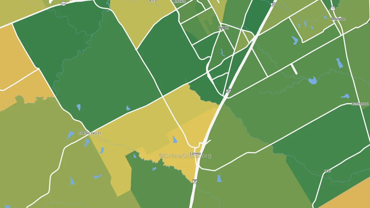 Lorena, TX Map of Robbery Rates