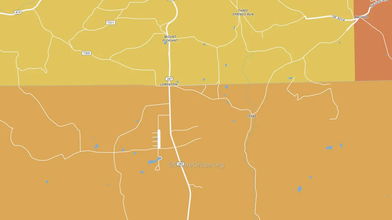 Lorenton, PA Map of Robbery Rates