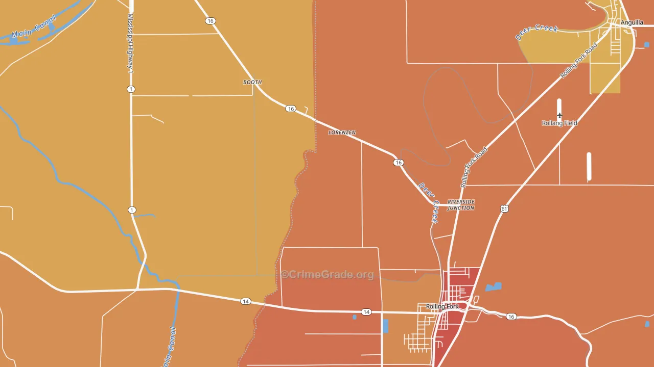 Lorenzen, MS Map of Robbery Rates
